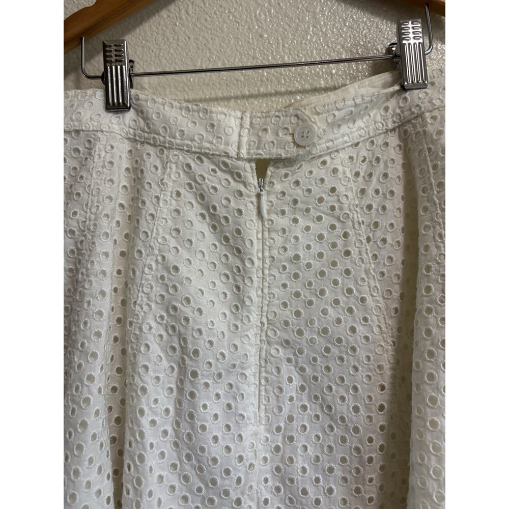 White Lace Eyelet A Line Skirt Prairie Preppy Cottage Festival Women’s Size 2 - Picture 3 of 8